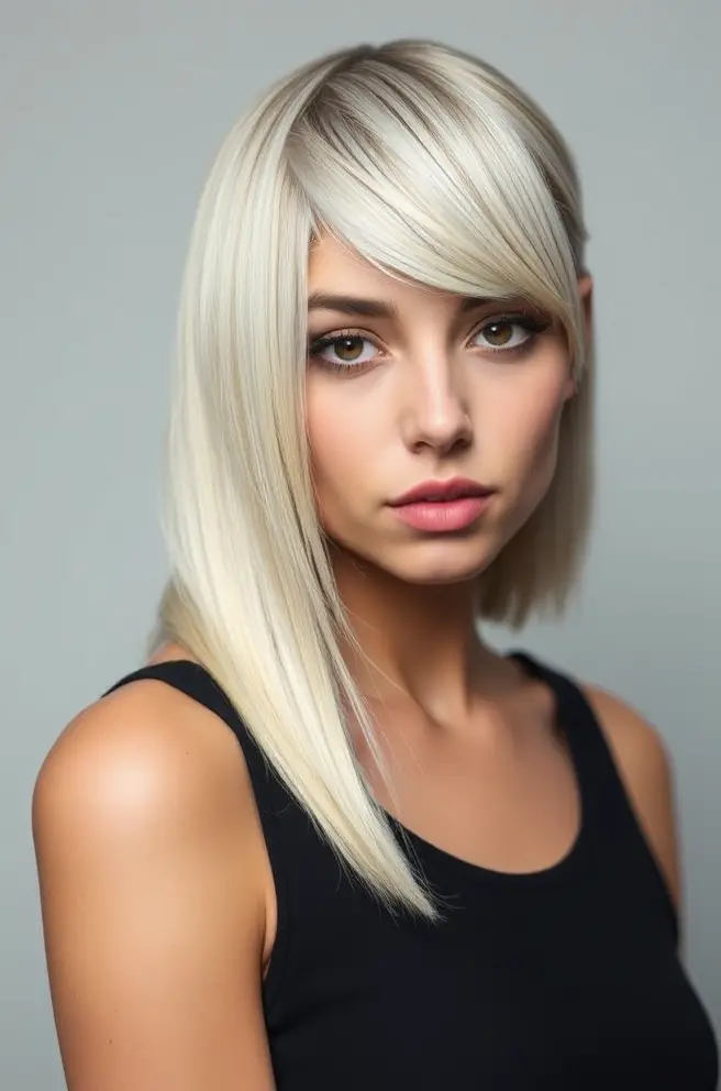 Modern Low Taper Fade for Straight Hair with Side Swept Bangs