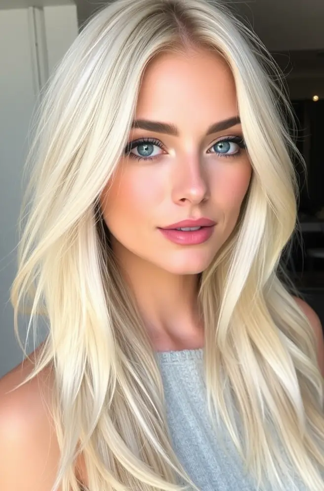 Platinum Blonde Hair with Ombre Highlights