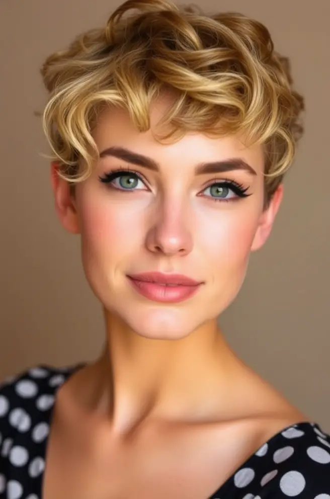 - Playful Curly Crop for Short Hair Styles