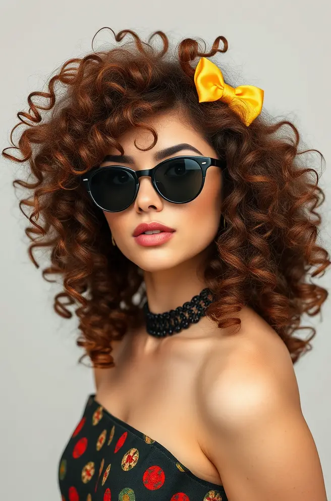 Playful Curly Hair with Accessories