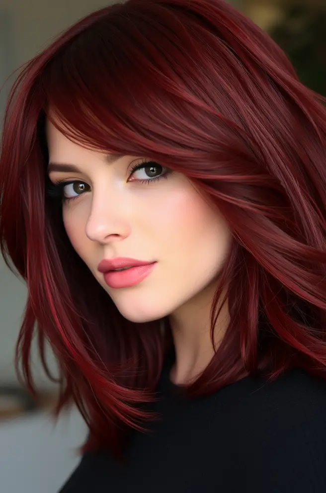 Playful Dark Red Hair Layered Cuts