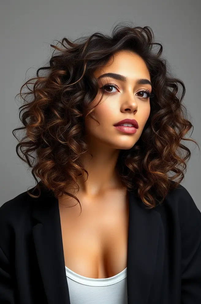 Playful Low Taper Fade Curly Hair with Loose Curls