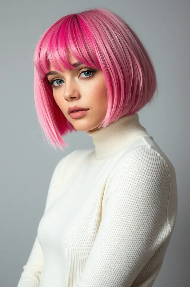 Playful Pink Lemon Hair in a Bob Cut