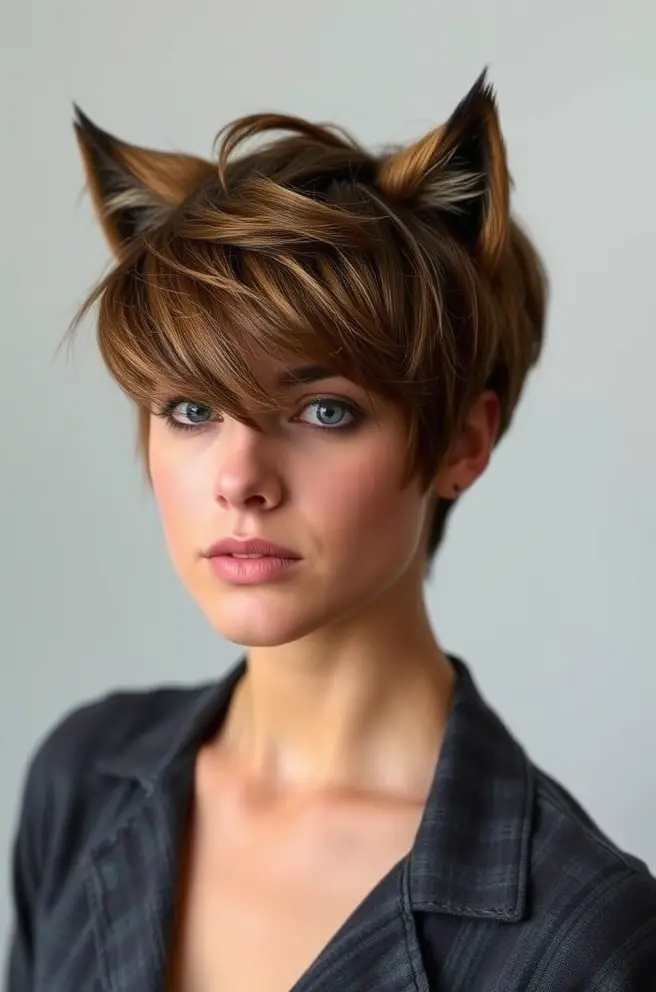 Playful Wolf Cut Short Hair with Choppy Ends