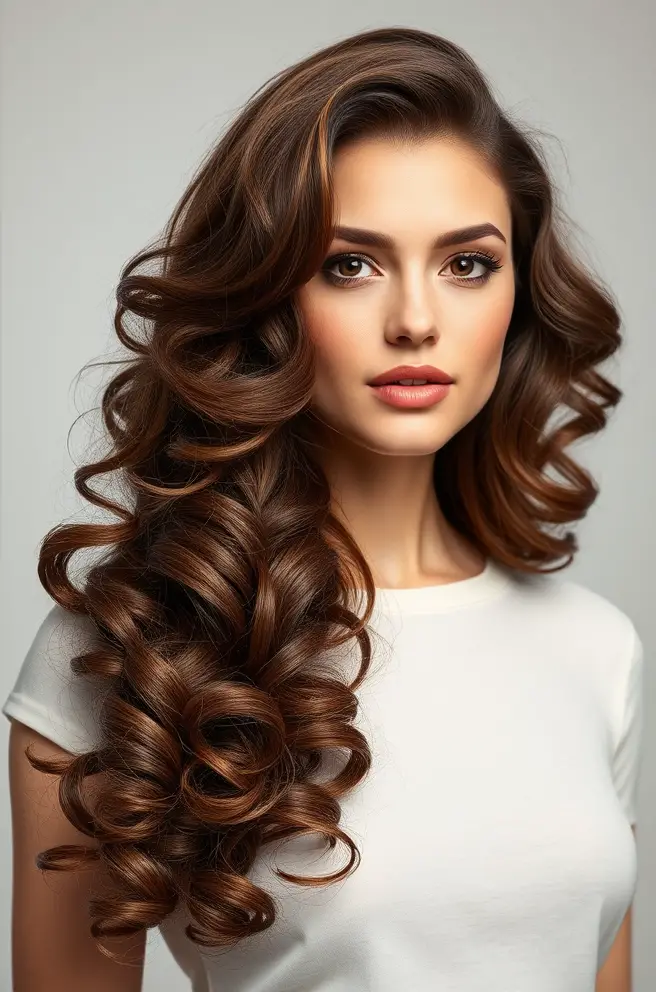 Radiant Brown Hair Curls for Flawless Volume