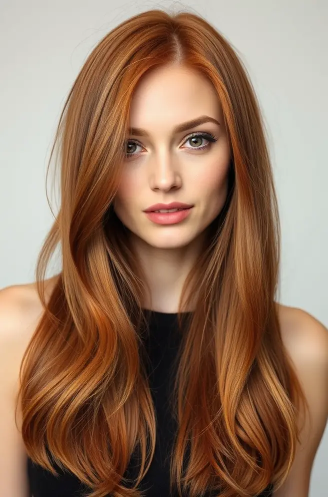 Radiant Copper Hair with Subtle Ombre Effects