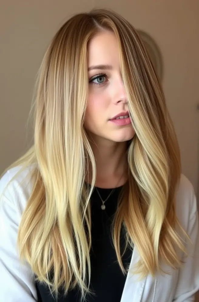 Radiant Honey Blonde Balayage Hair