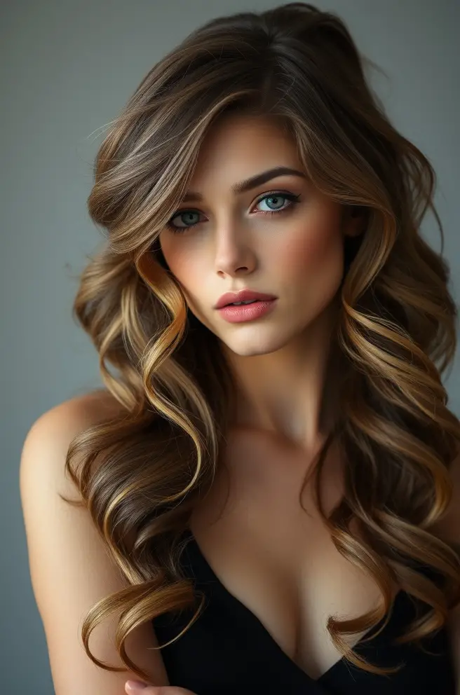 Romantic Dark Blonde Hair with Loose Curls