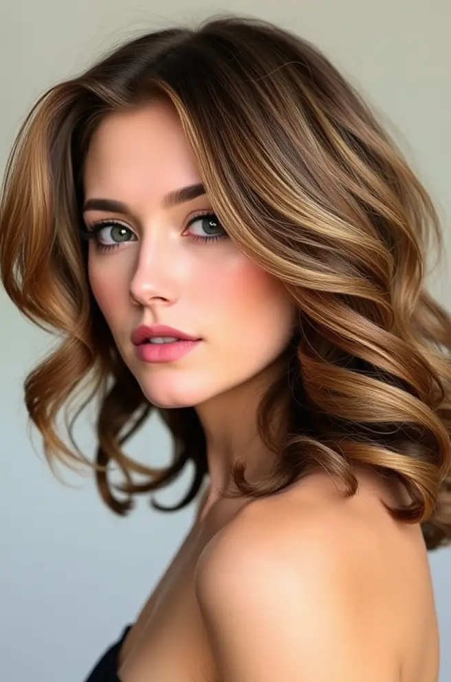 Romantic Layered Shoulder-Length Hair with Loose Curls