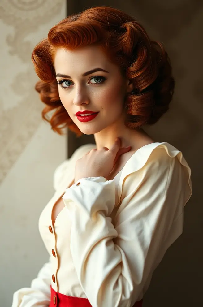 Romantic Red Hair with Vintage Pin Curls