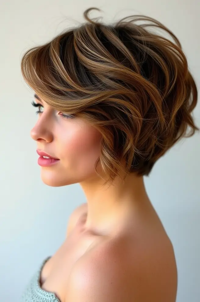 Romantic Wolf Cut Short Hair with Soft Waves