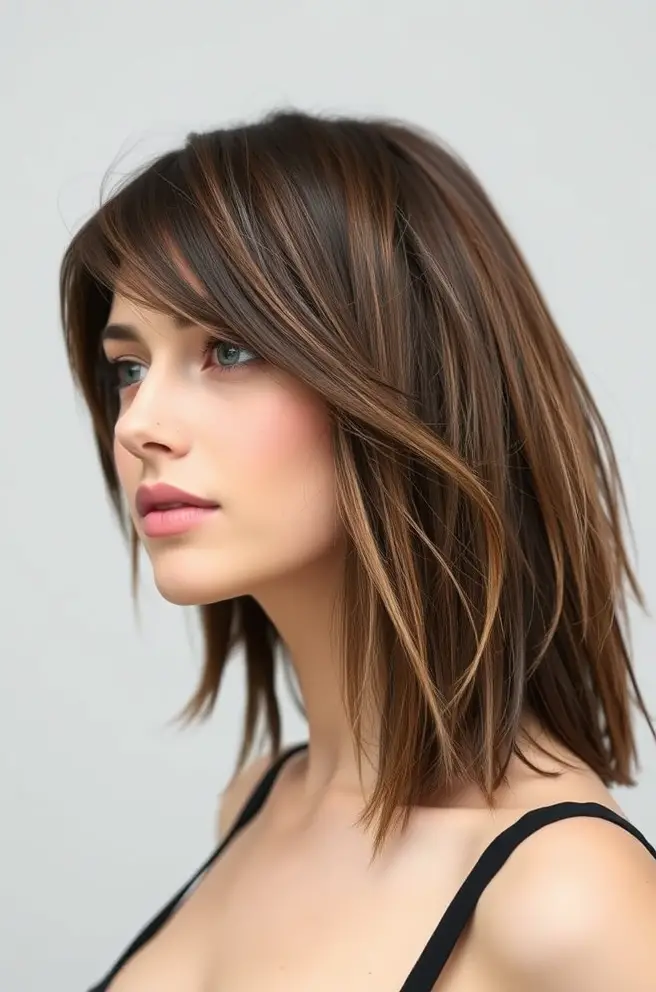 Shaggy Brunette Hairstyle for a Trendy Edge