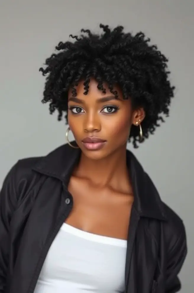 Short Curly Hair Featuring Chic Natural Texture