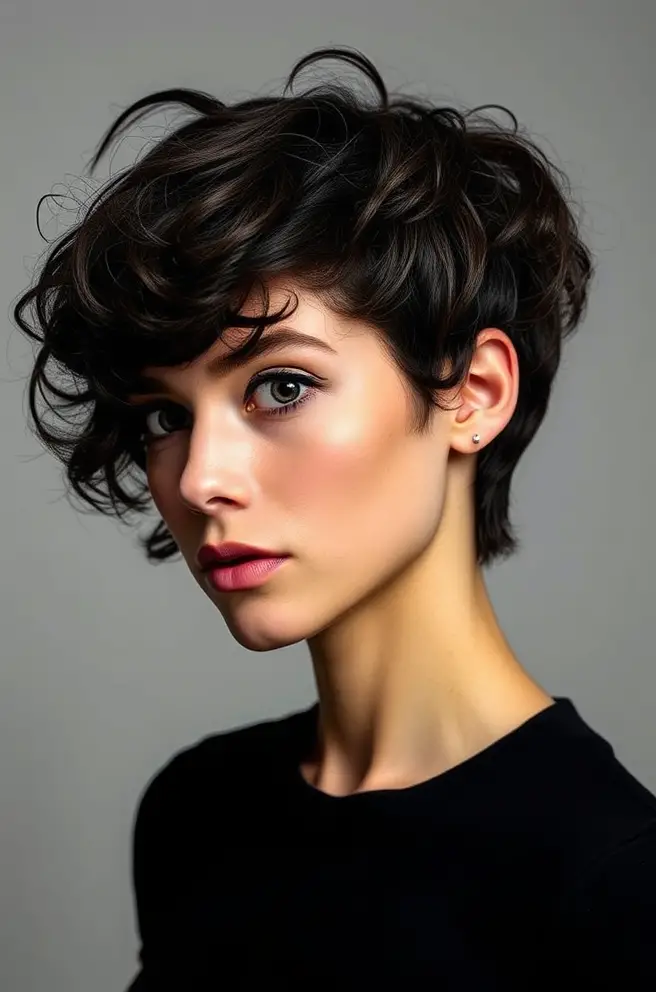 Short Curly Hair Featuring a Textured Pixie