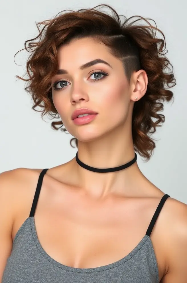 Short Curly Hair Mullet for a Playful Style