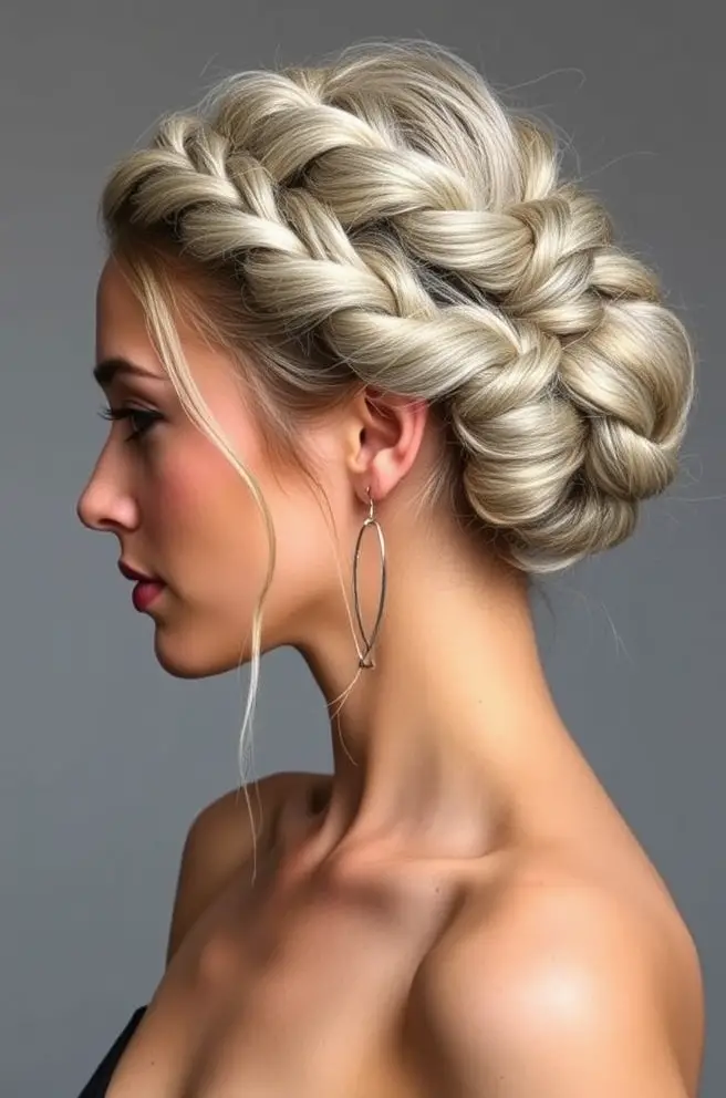 Silver Braided Updo for Effortless Glam