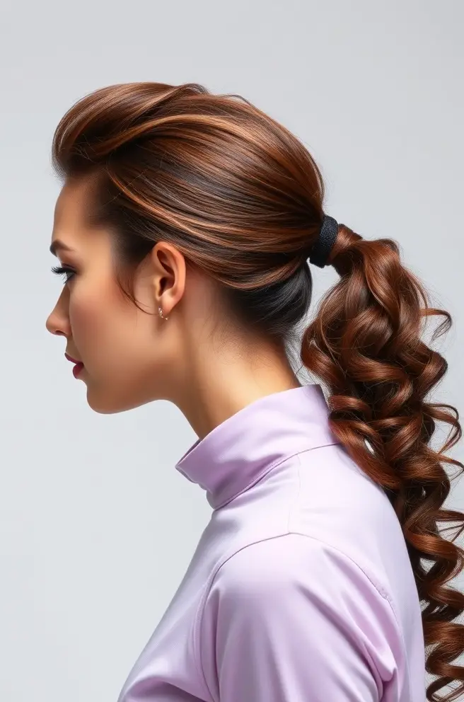 Sleek Curly Hair Ponytail