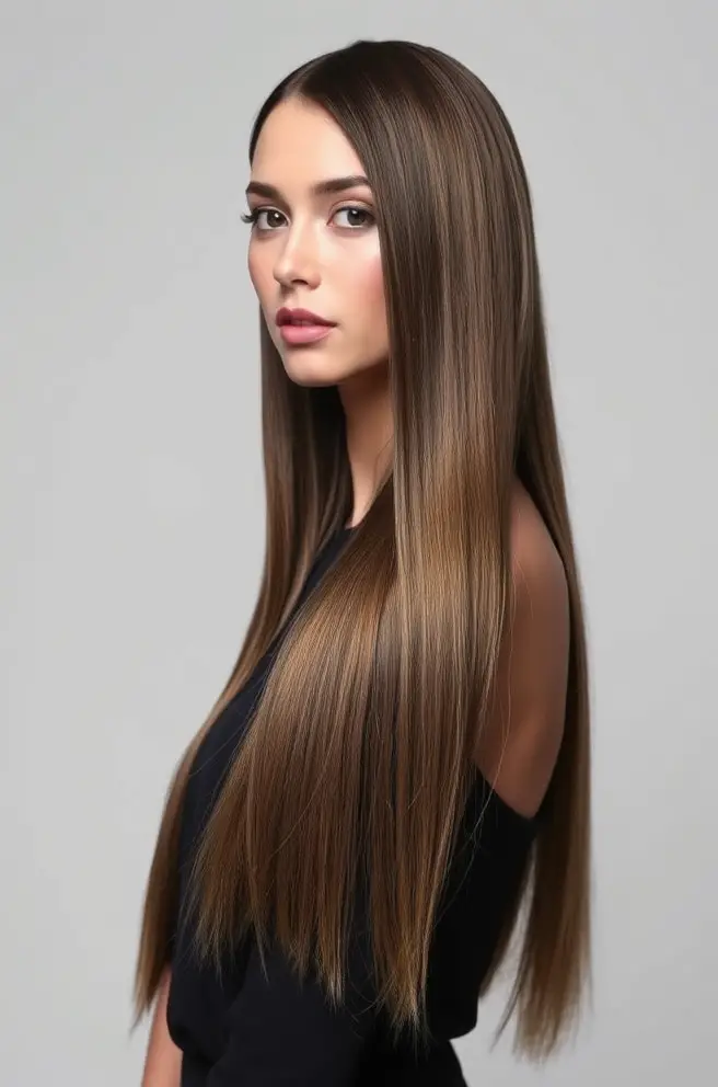 Sleek Straight Hair Mullet for a Polished Finish