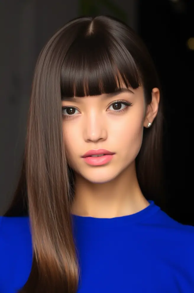 Sleek Straight Hair with Center Part