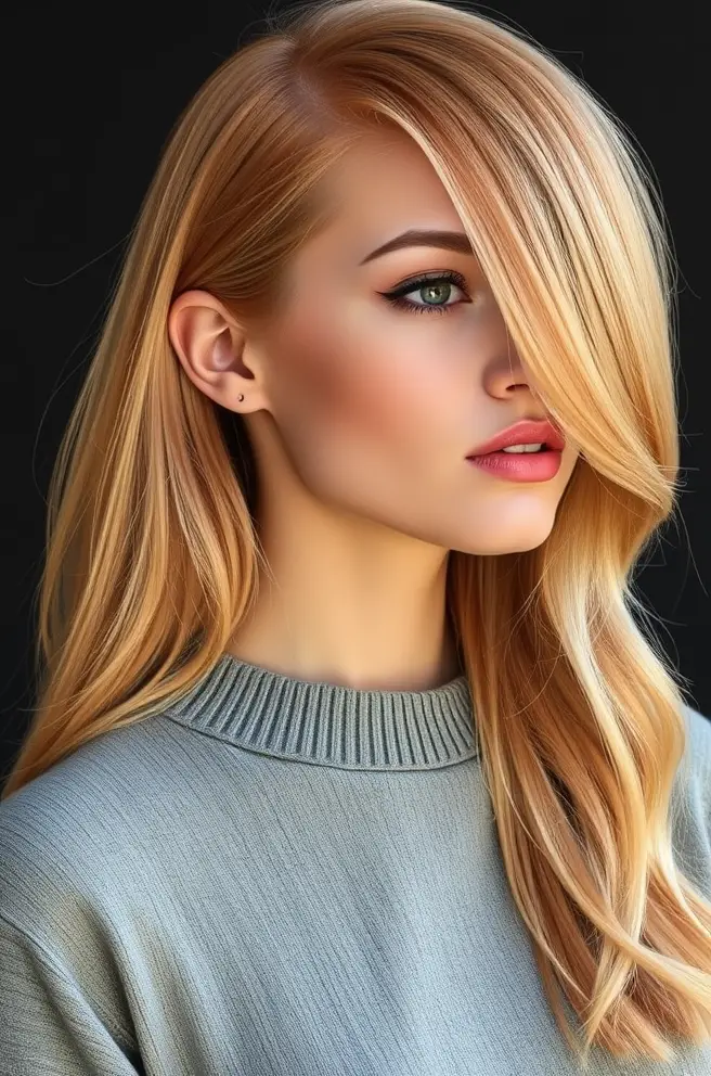 Sleek Strawberry Blonde Hair for a Polished Look