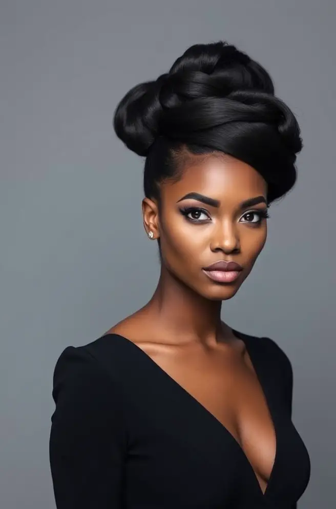 Sophisticated Black Hair Updo for Weddings