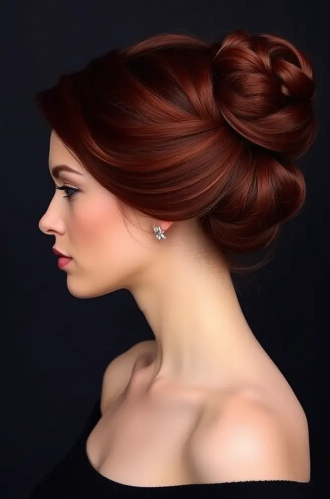 Sophisticated Dark Red Hair Updo Variations