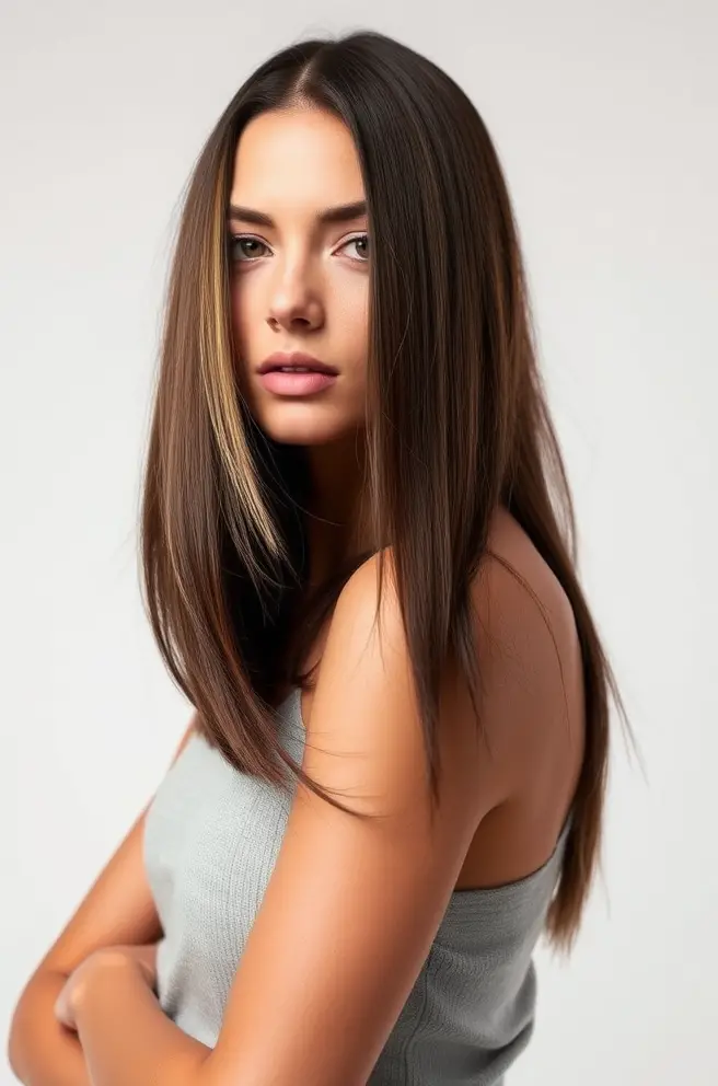 Sophisticated Straight Hair Mullet with Textured Ends