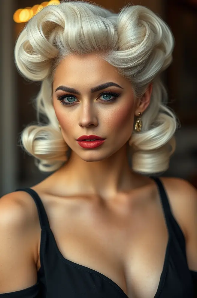 Sophisticated White Hair with Vintage Rolls