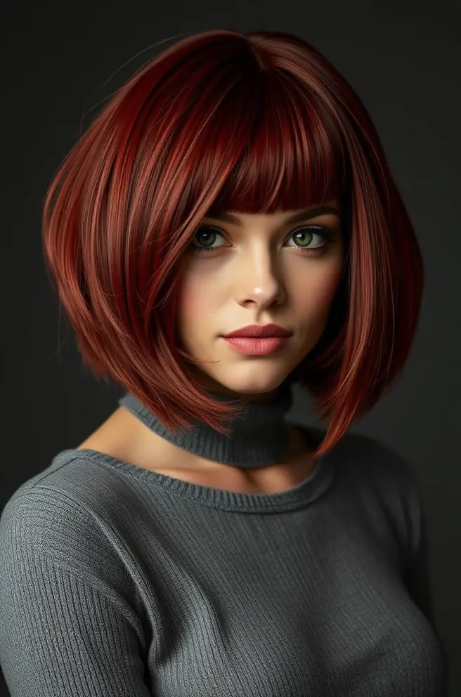 Stunning Dark Red Hair Bob Cut Inspiration