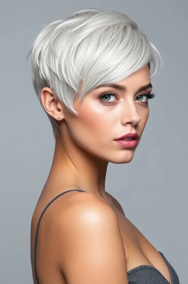 Stunning Pixie Cut for White Hair