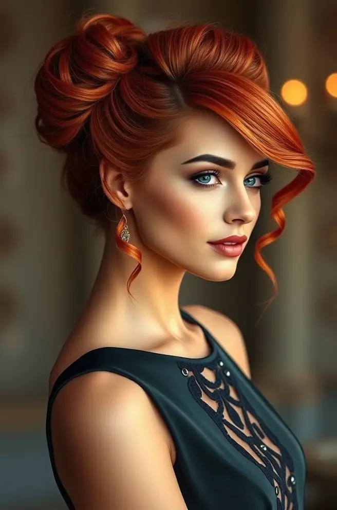 Stunning Red Hair Updo for Special Occasions