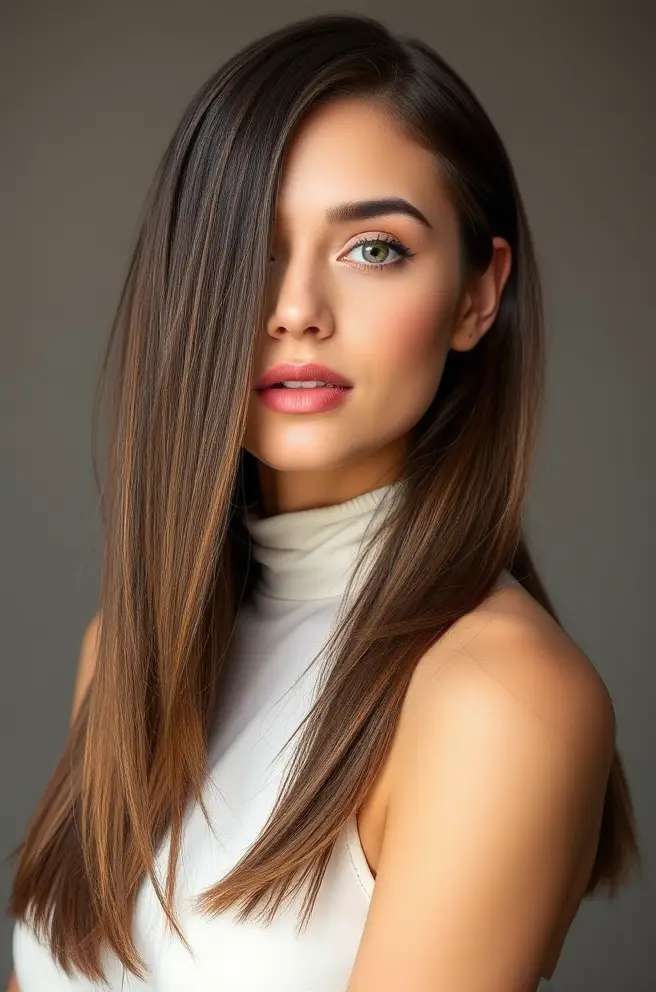 Stylish Brown Hair Straight Cut for a Sleek Finish