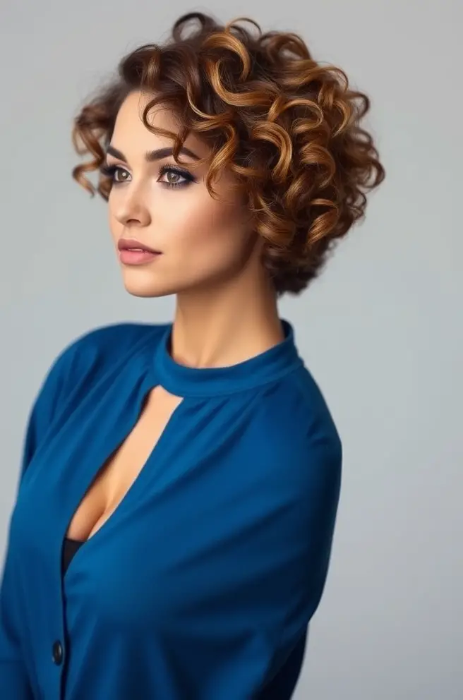 Stylish Curly Short Hair Cut for Women