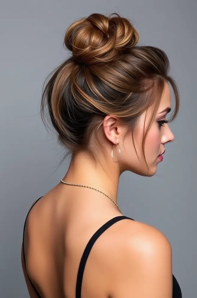 Stylish Messy Bun for 2A Hair