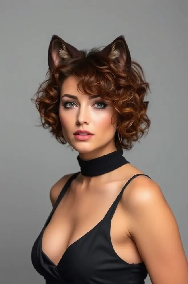 Stylish Wolf Cut Short Hair for Curly Locks