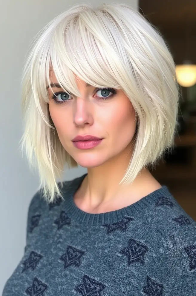 Textured Bob for Platinum Blonde Hair