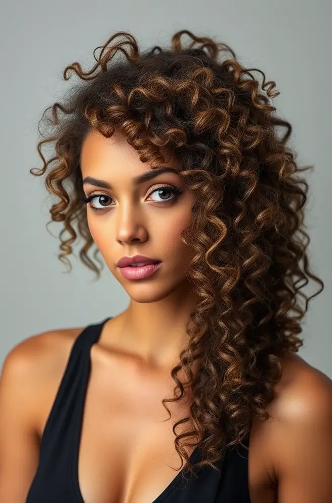 Textured Curly Hair Mullet for Added Dimension