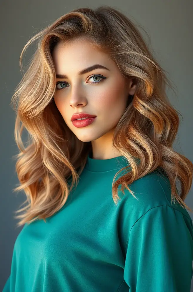 Textured Rose Gold Hair with Beachy Waves