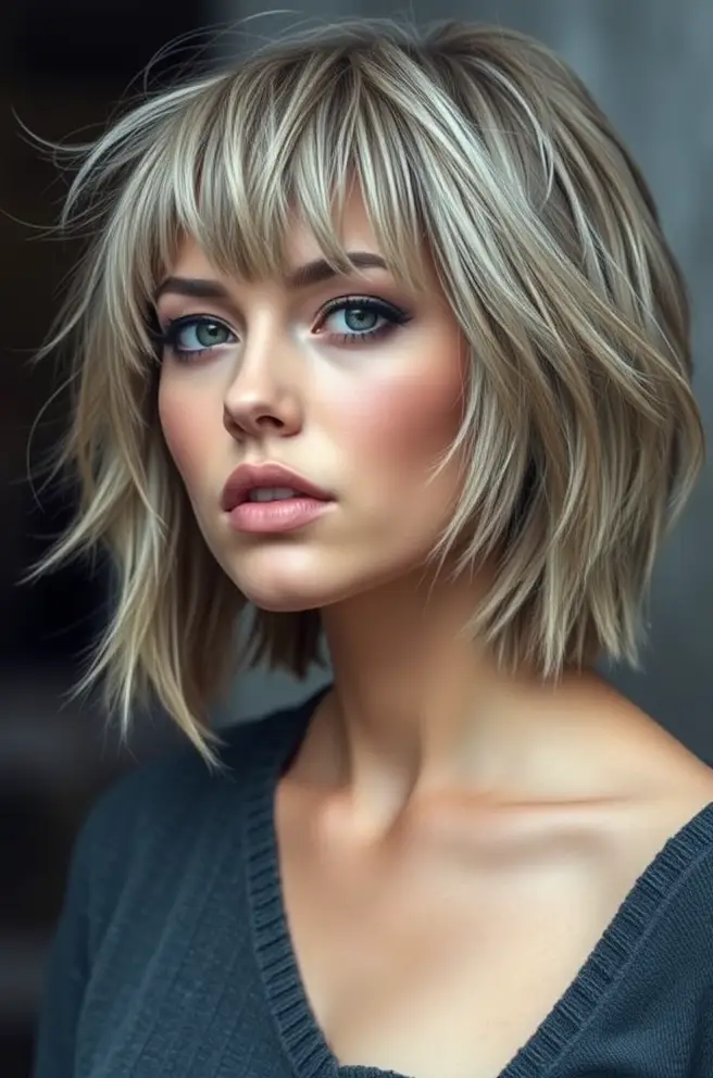 Textured Short Hair with Bangs for a Messy Yet Stylish Look