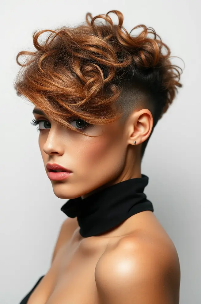 Trendy Curly Hair Fade with Asymmetrical Style