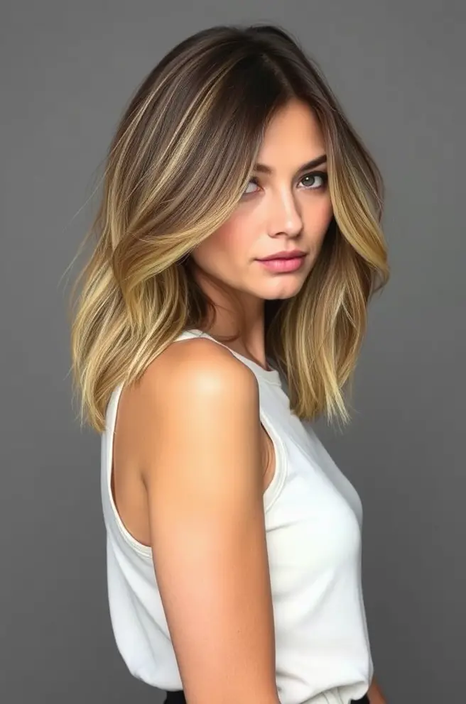 Trendy Layered Shoulder-Length Hair with Ombre Effect