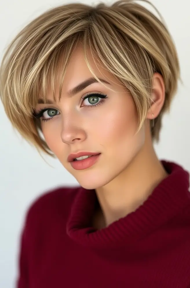 Trendy Short Hair with Soft Bangs for a Romantic Feel