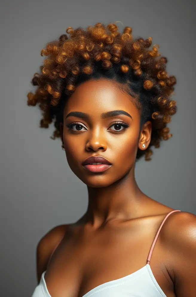 Vibrant Afro Puff with Defined Curls