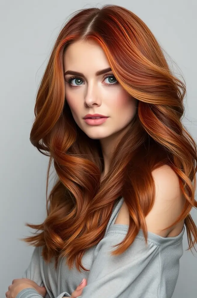 Vibrant Auburn Hair Color Highlights