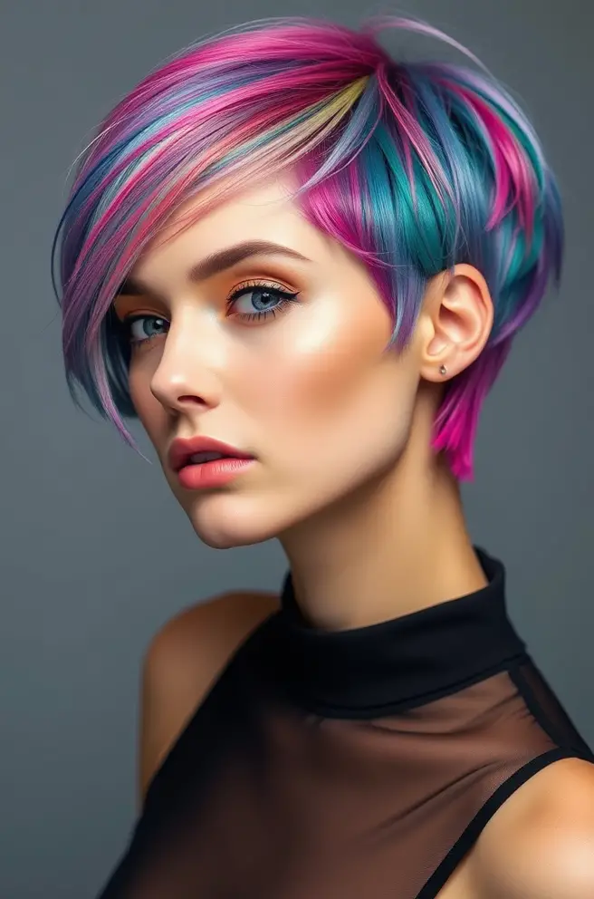 Vibrant Colored Short Hair Cut Styles