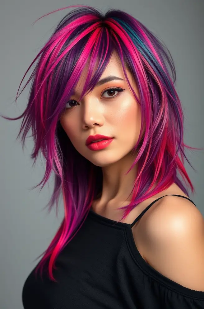 Vibrant Colorful Mullet Hair Ideas for Women