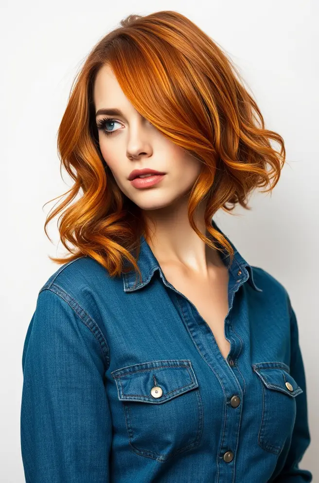 Vibrant Cowboy Copper Hair with Highlights