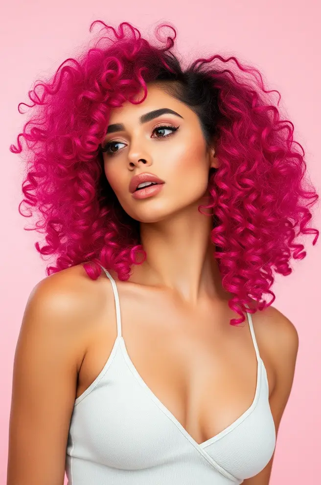 Vibrant Curly Hair Fade for a Pop of Color