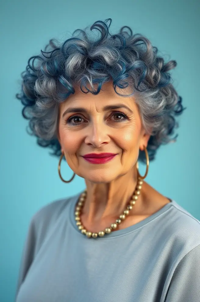 Vibrant Curly Hair Style for Women Over 60