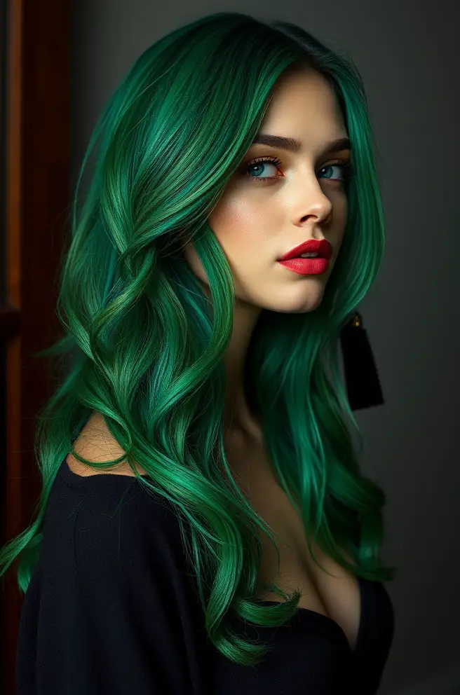 Vibrant Emerald Green Hair Inspiration